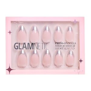 Glamnetic Mirror Mirror Short Almond Press-On Nails - Silver Chrome